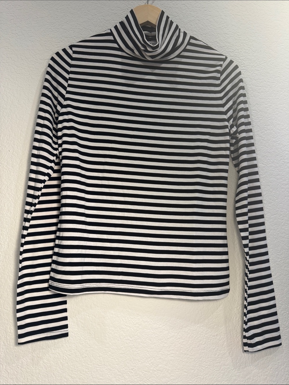 Double Zero Striped Mock Neck Turtleneck Top - Mystical Medium
